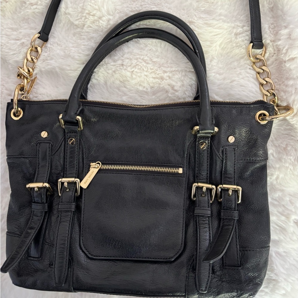 Michael Kors McGraw black and gold Crossbody large Satchel handbag